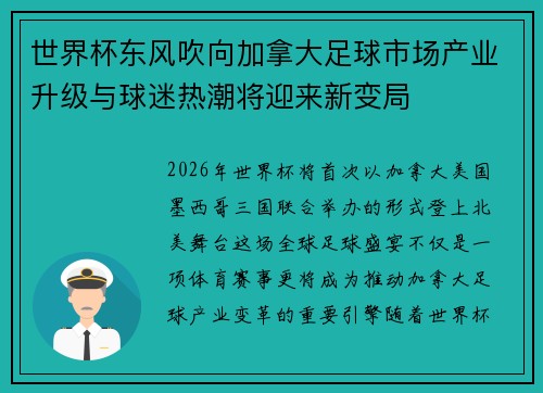 世界杯东风吹向加拿大足球市场产业升级与球迷热潮将迎来新变局 世界杯东风吹向加拿大足球市场产业升级与球迷热潮将迎来新变局